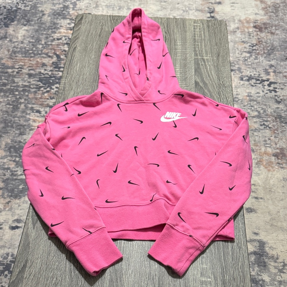 Nike Girls Pink Cropped Hoodie